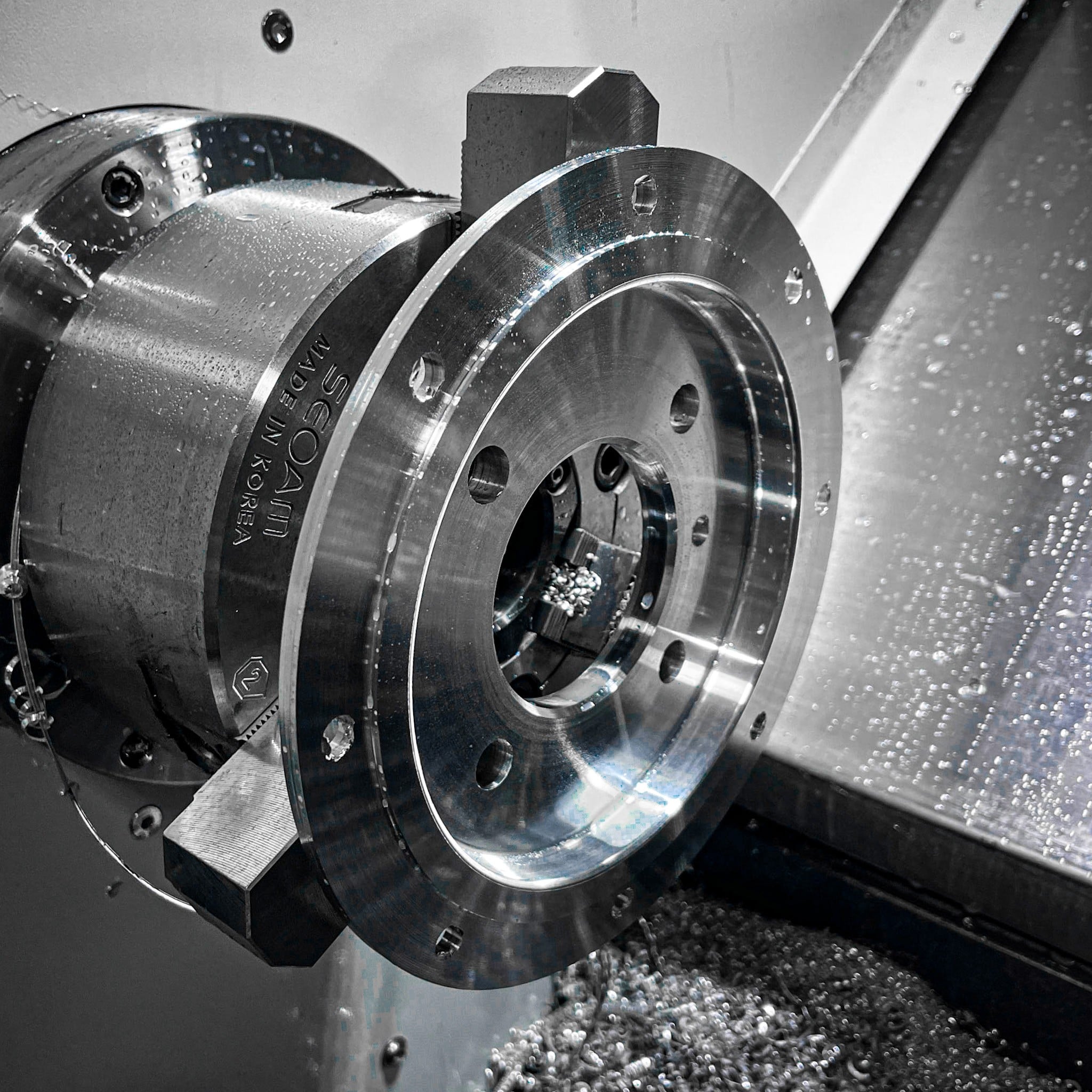 Billet Aluminium hub turned on CNC Lathe